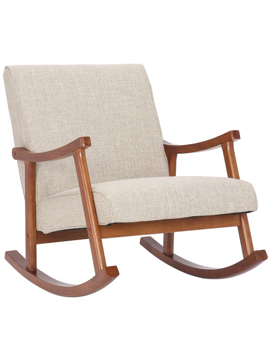 Mecedora Morelia tela nogal, crema