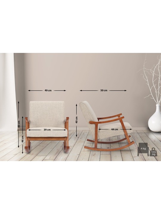 Mecedora Morelia tela nogal, crema