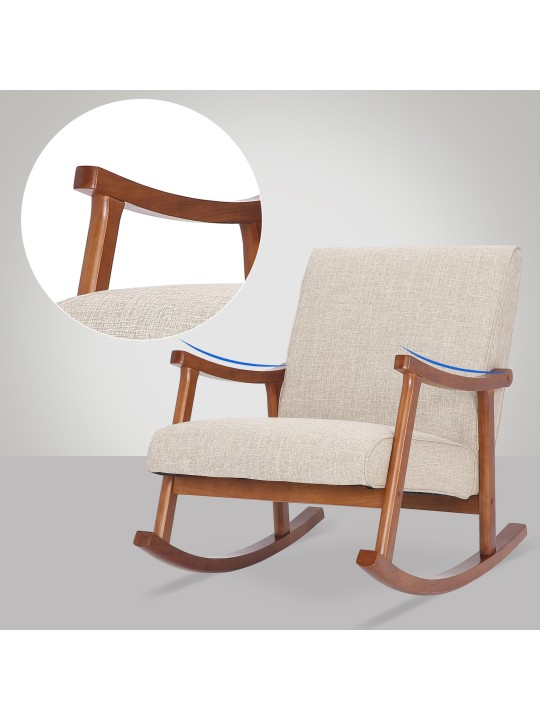Mecedora Morelia tela nogal, crema