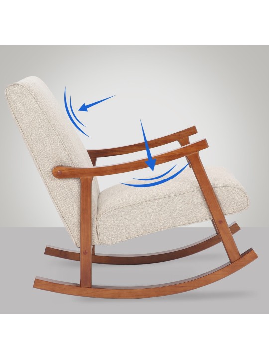 Mecedora Morelia tela nogal, crema