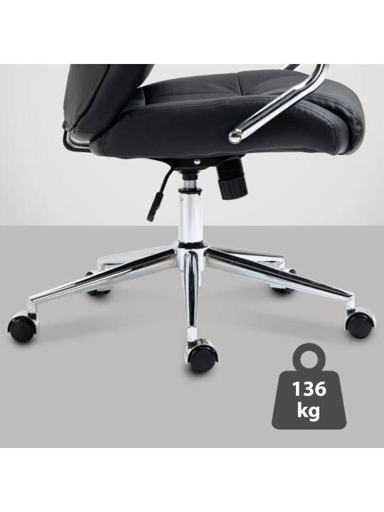 Silla de oficina Salford de cuero genuino, negro