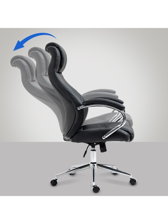 Silla de oficina Salford de cuero genuino, negro