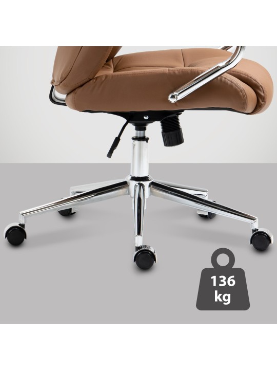 Silla de oficina Salford de cuero genuino, marrón claro