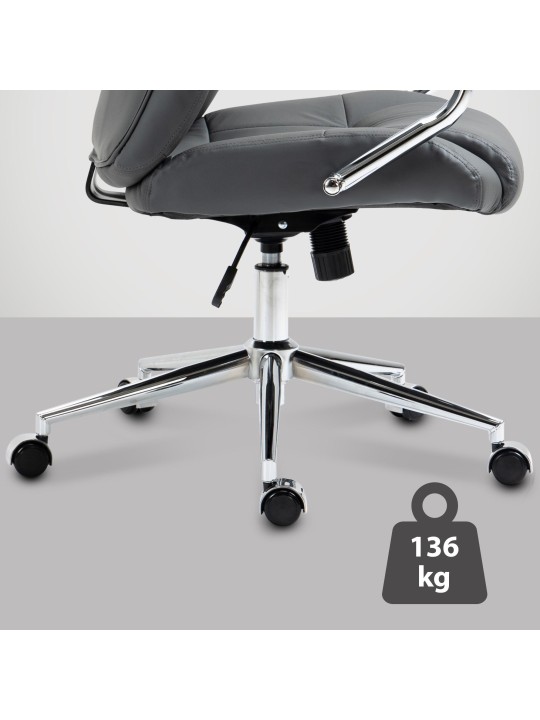 Silla de oficina Salford de cuero genuino, gris