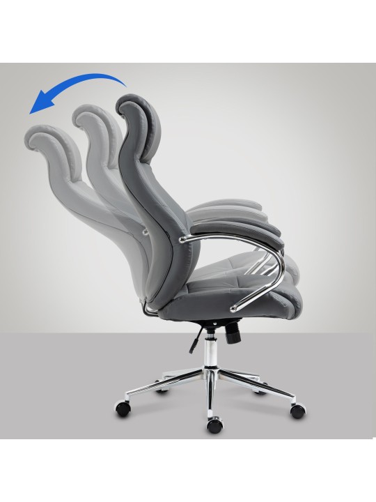 Silla de oficina Salford de cuero genuino, gris