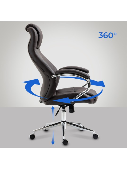 Silla de oficina Salford de cuero genuino, marrón