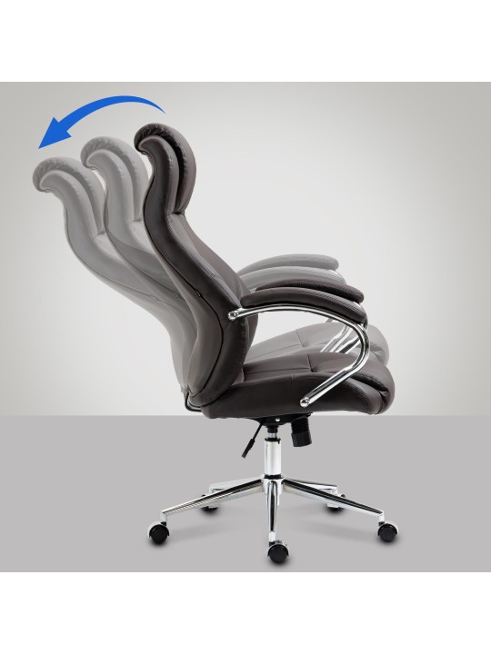 Silla de oficina Salford de cuero genuino, marrón