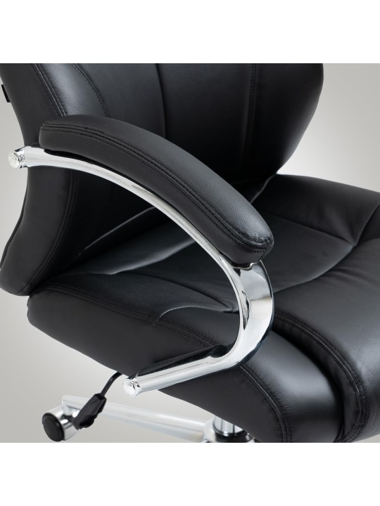 Silla de oficina Salford de cuero genuino, negro