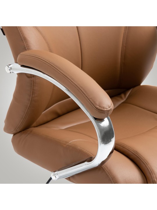 Silla de oficina Salford de cuero genuino, marrón claro