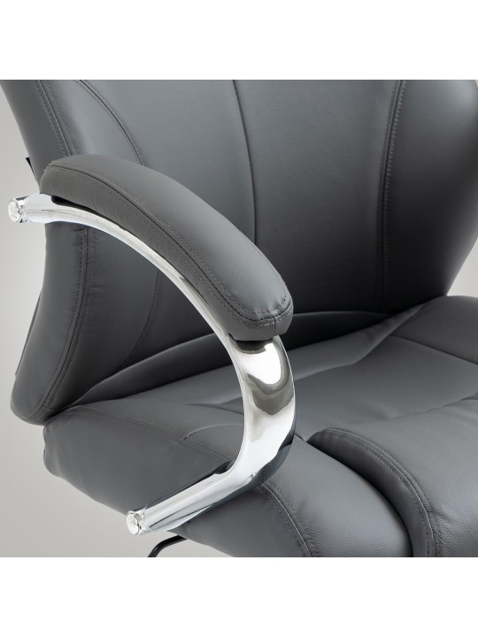 Silla de oficina Salford de cuero genuino, gris