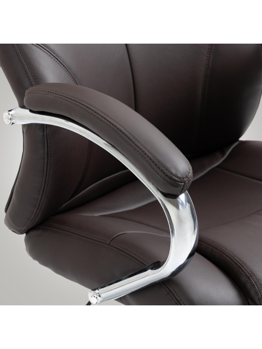 Silla de oficina Salford de cuero genuino, marrón