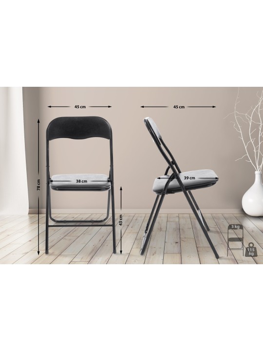 Silla plegable Félix, negro/negro