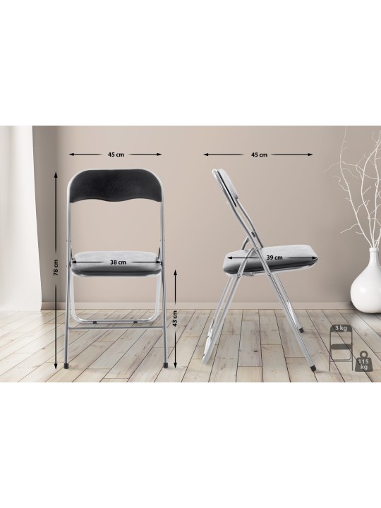 Silla plegable Félix, negro/plata