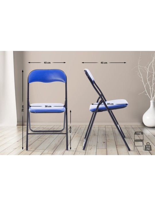 Silla plegable Félix, azul/negro