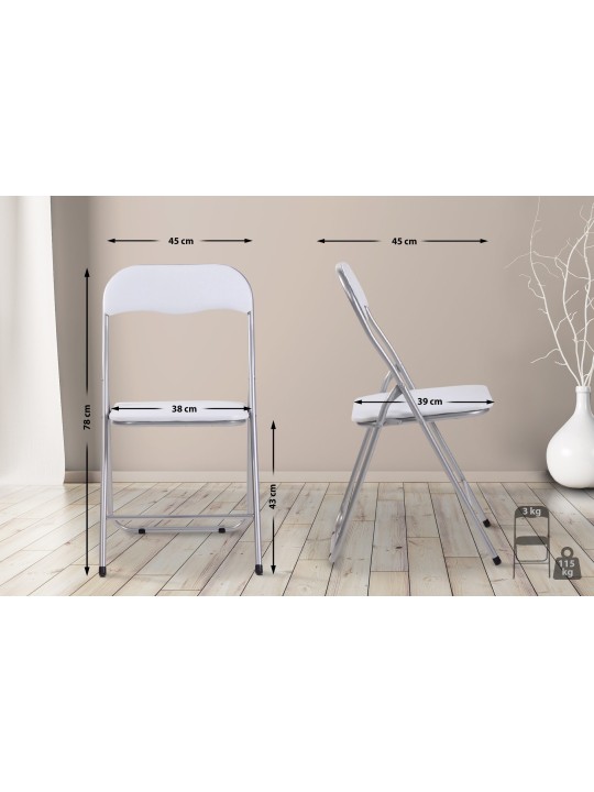 Silla plegable Félix, blanco/plata Silla plegable Félix, blanco/plata