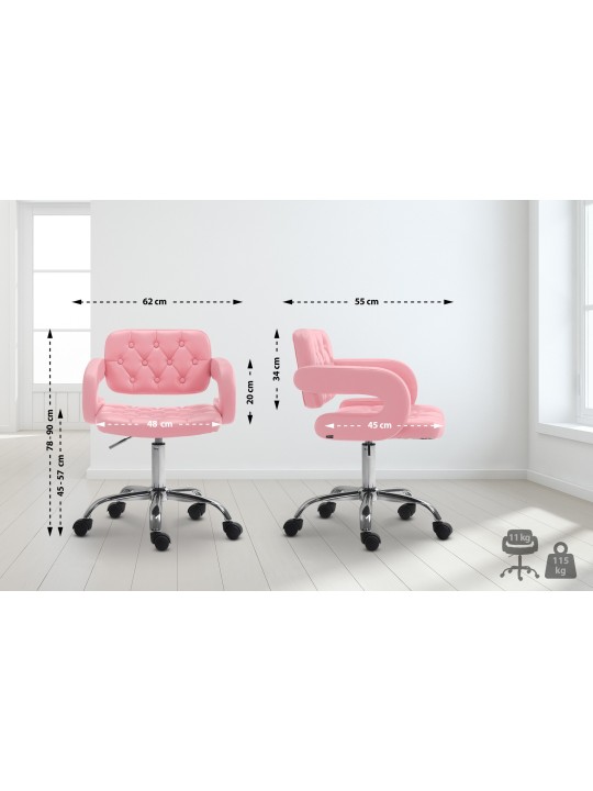 Taburete de trabajo Dublin piel sintética, rosa Taburete de trabajo Dublin piel sintética, rosa