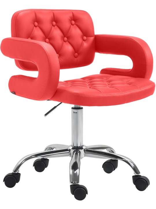 Taburete de trabajo Dublin piel sintética, rojo