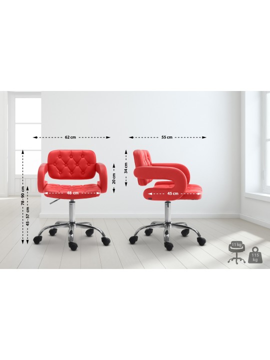 Taburete de trabajo Dublin piel sintética, rojo