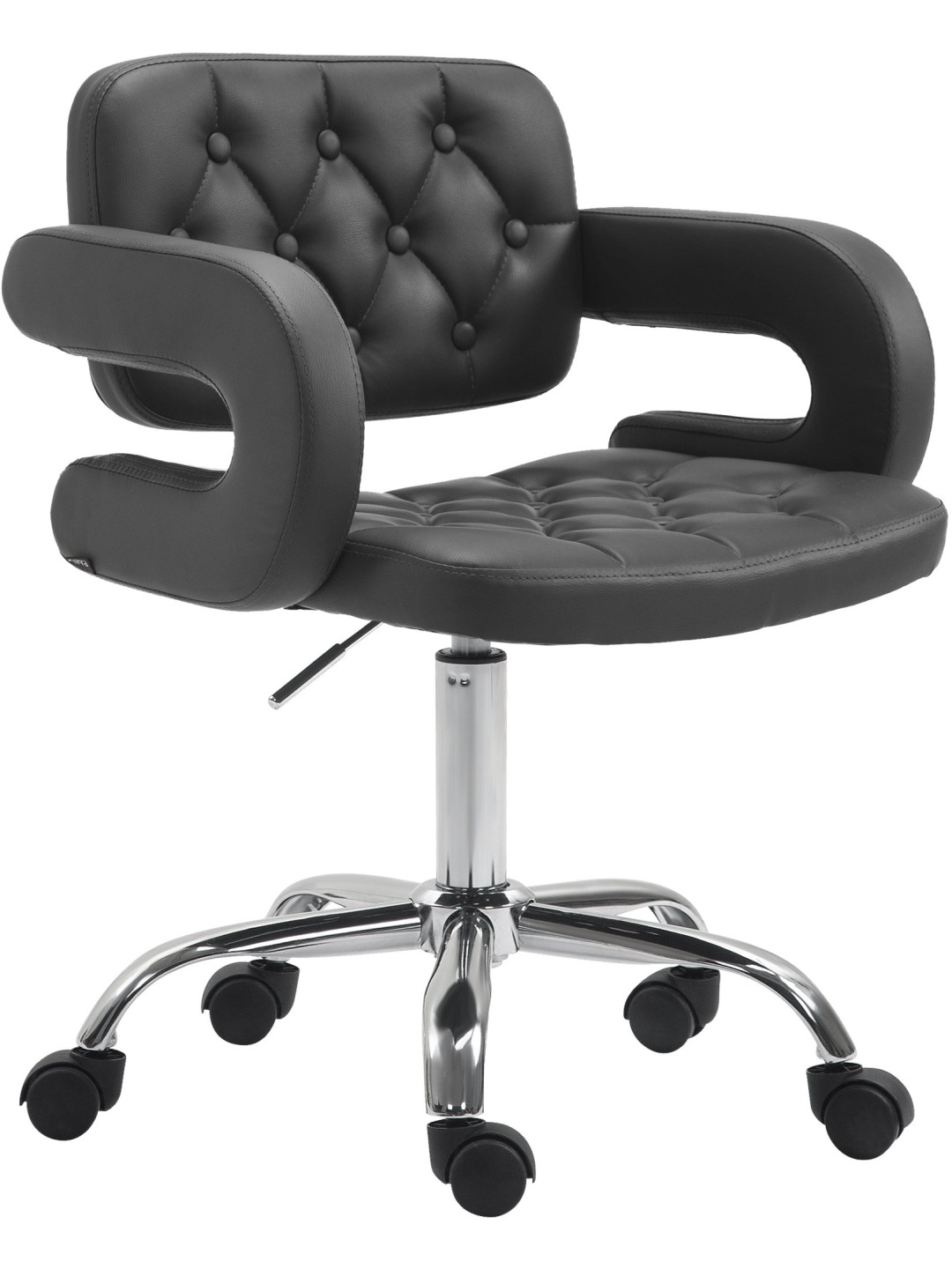 Taburete de trabajo Dublin piel sintética, negro