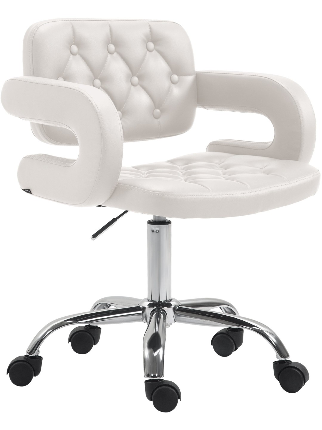 Taburete de trabajo Dublin piel sintética, blanco