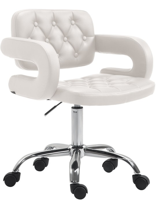 Taburete de trabajo Dublin piel sintética, blanco