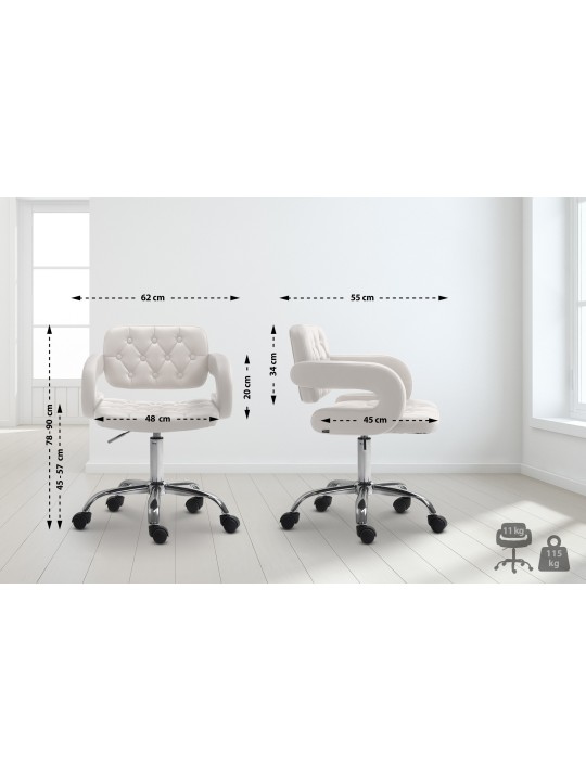 Taburete de trabajo Dublin piel sintética, blanco