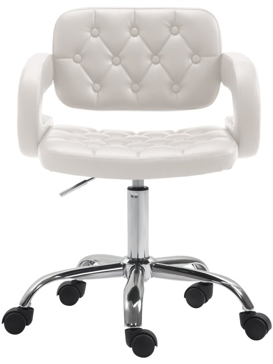 Taburete de trabajo Dublin piel sintética, blanco