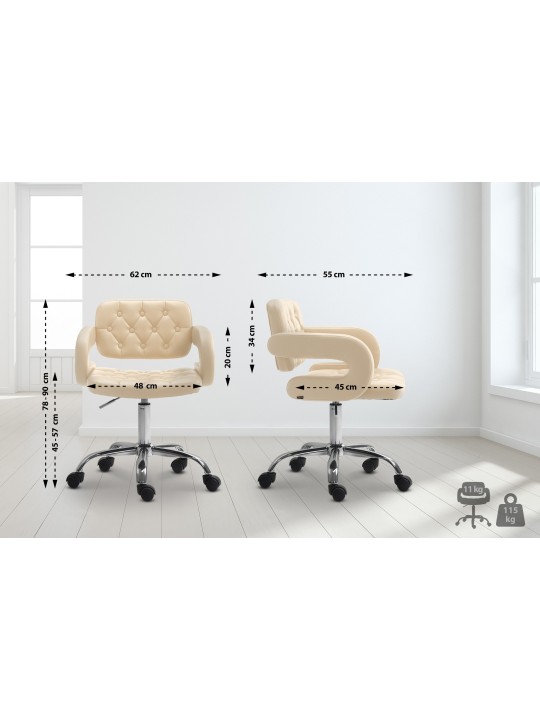 Taburete de trabajo Dublin piel sintética, crema