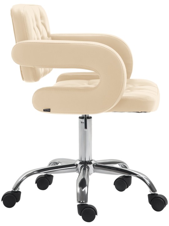 Taburete de trabajo Dublin piel sintética, crema