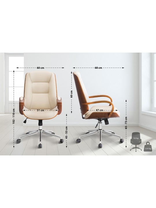 Silla de oficina Yankton, nogal/crema