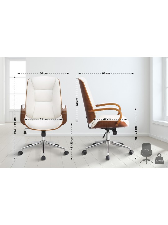 Silla de oficina Yankton, nogal/blanco