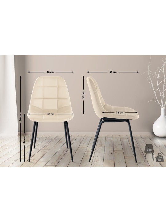 Conjunto de 2 sillas Tom piel sintética, crema