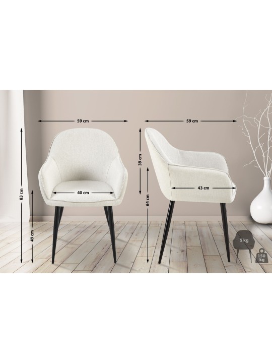 Silla de comedor tela Boise, crema