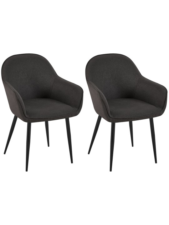 Juego de 2 sillas de comedor tela Boise, negro