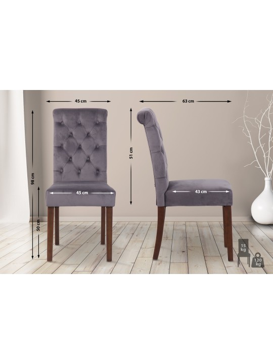 Silla de comedor Lisburn terciopelo, gris oscuro