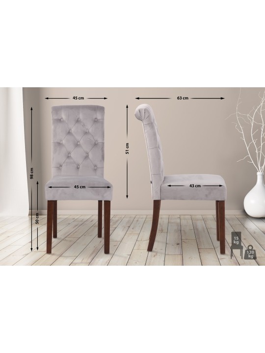 Silla de comedor Lisburn terciopelo, gris
