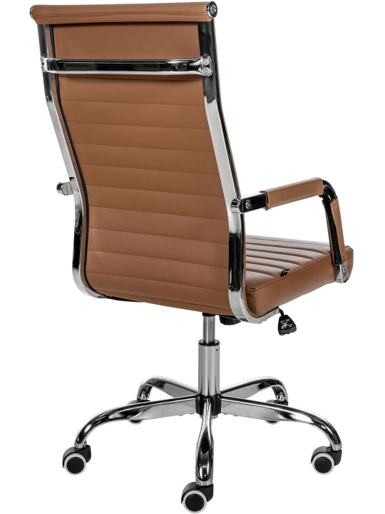 Silla de oficina Amadora piel sintética, marrón claro