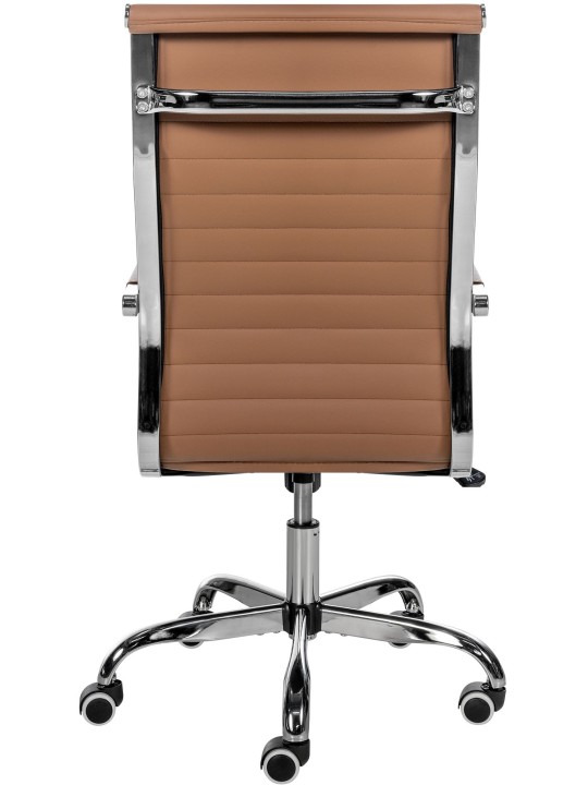 Silla de oficina Amadora piel sintética, marrón claro