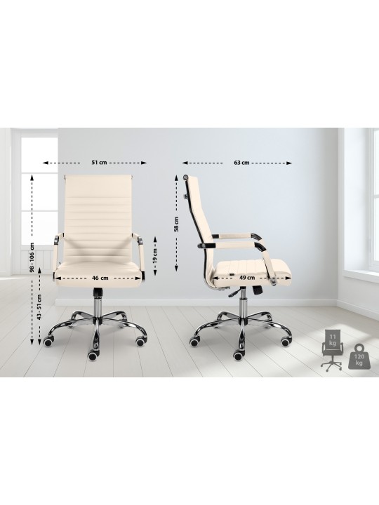 Silla de oficina Amadora piel sintética, crema