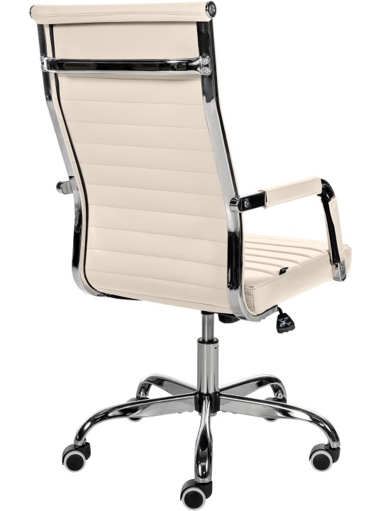 Silla de oficina Amadora piel sintética, crema