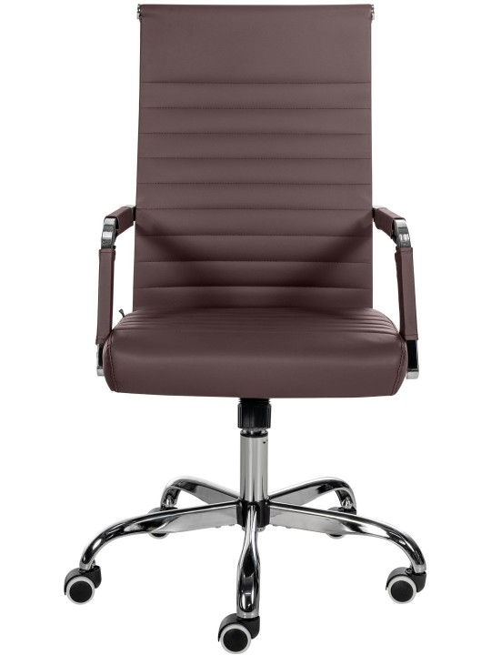 Silla de oficina Amadora piel sintética, marrón