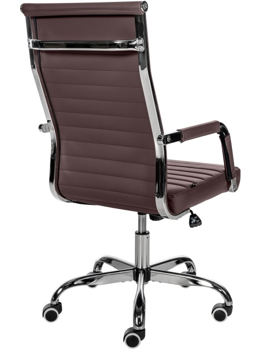 Silla de oficina Amadora piel sintética, marrón