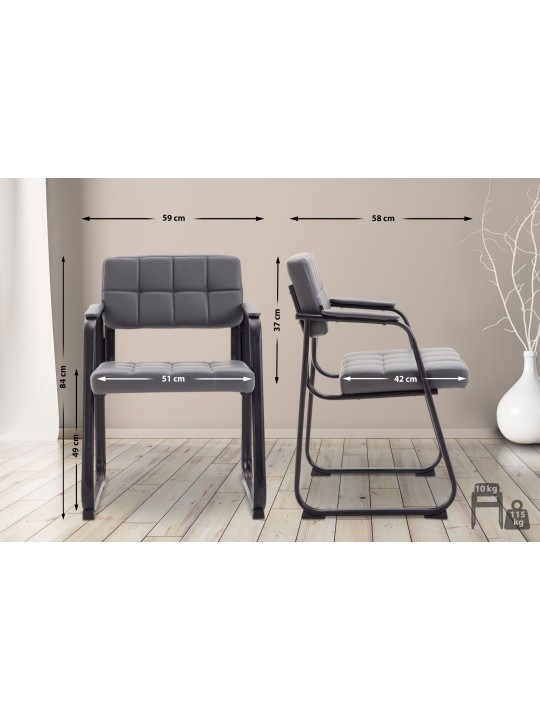 Silla de visita Canada B piel sintética, gris