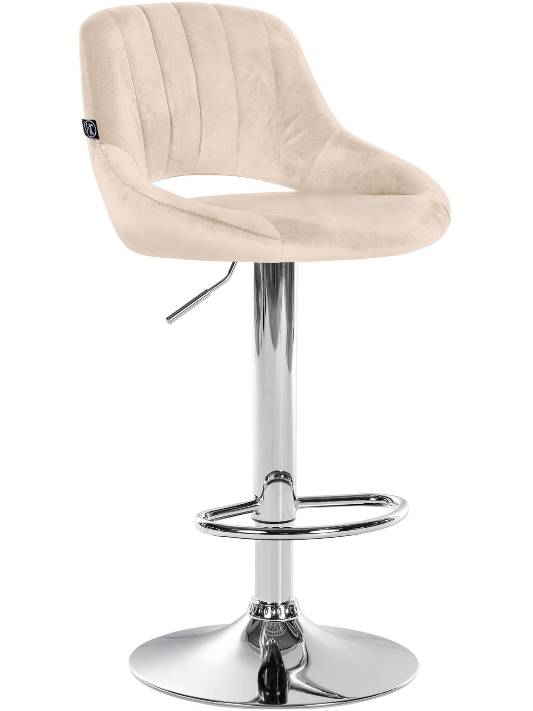 Taburete de bar Milet terciopelo cromado, crema