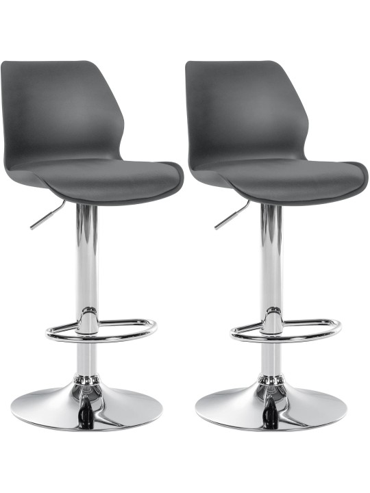Juego de 2 taburetes de bar Gilbert plástico, gris Juego de 2 taburetes de bar Gilbert plástico, gris