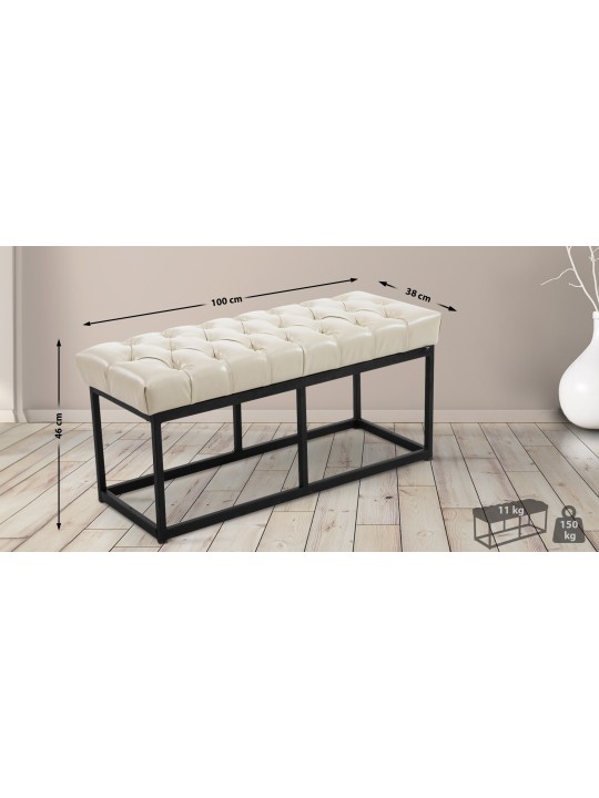Banco Amun cuero artificial B100, crema