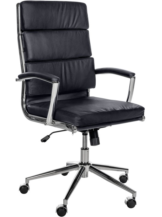 Silla de oficina Cleveland cuero genuino, negro