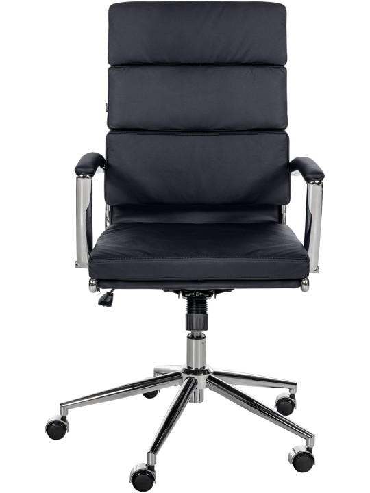 Silla de oficina Cleveland cuero genuino, negro
