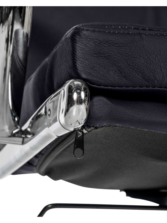 Silla de oficina Cleveland cuero genuino, negro