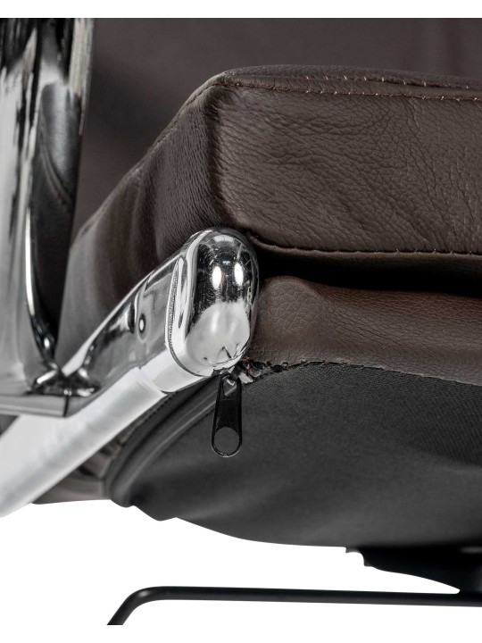 Silla de oficina Cleveland cuero genuino, marrón